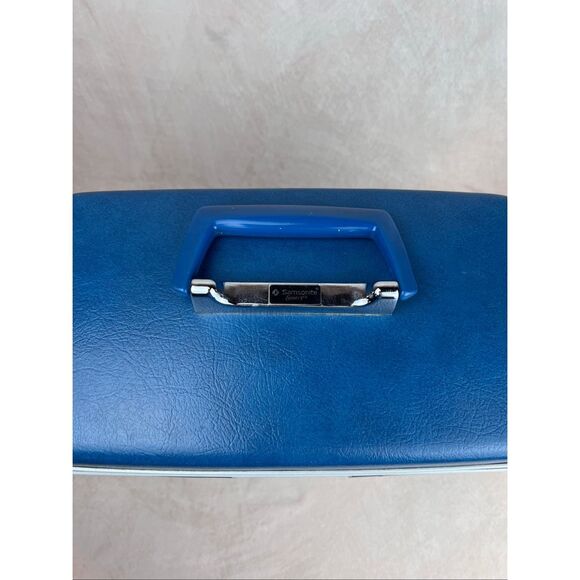 Vintage Samsonite Sentry Blue Train Case with Tray + 3 Keys - Picture 4 of 13